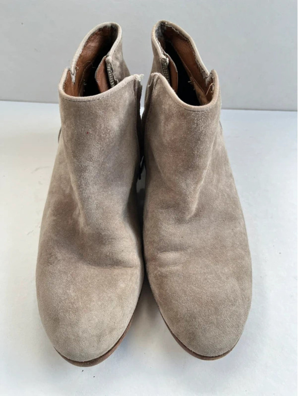 Sam Edelman Petty Tan Putty Suede leather Round Toe Ankle Bootie Boots Size 7